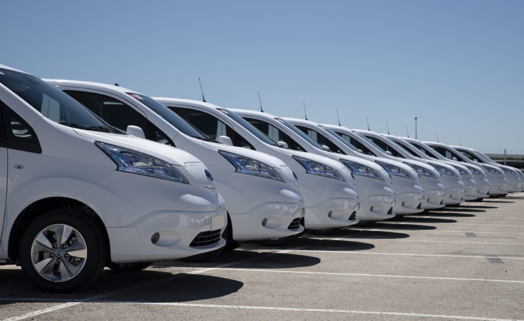 Nissan electric cars in a row